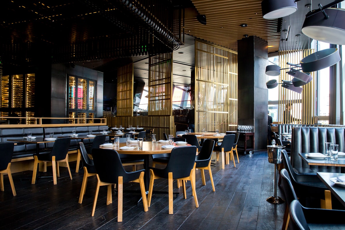 Restaurant dining room with guests